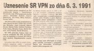 Uznesenie SR VPN ze dne 6.3.1991